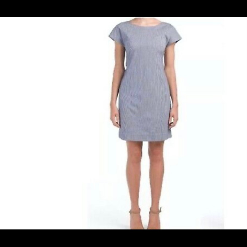Theory Andrizza blue and white soft seersucker dress